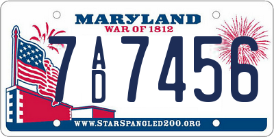 MD license plate 7AD7456