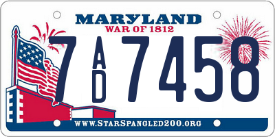 MD license plate 7AD7458