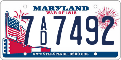 MD license plate 7AD7492