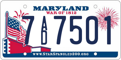 MD license plate 7AD7501