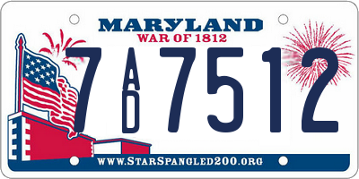 MD license plate 7AD7512