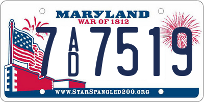 MD license plate 7AD7519
