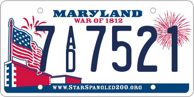 MD license plate 7AD7521