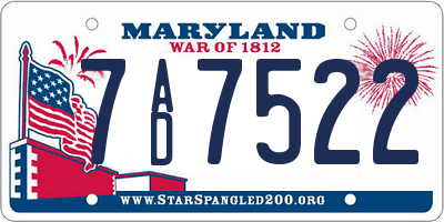 MD license plate 7AD7522
