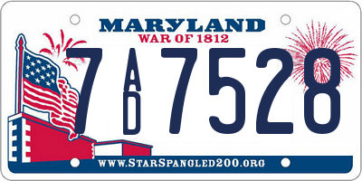 MD license plate 7AD7528
