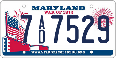 MD license plate 7AD7529