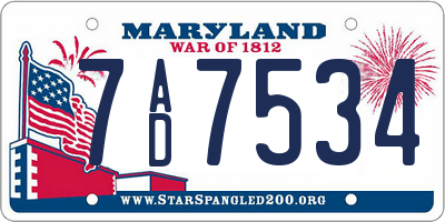 MD license plate 7AD7534