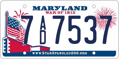 MD license plate 7AD7537