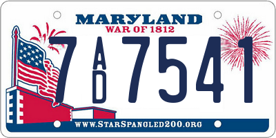MD license plate 7AD7541