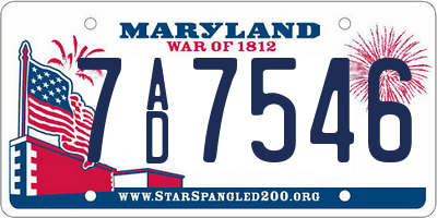 MD license plate 7AD7546