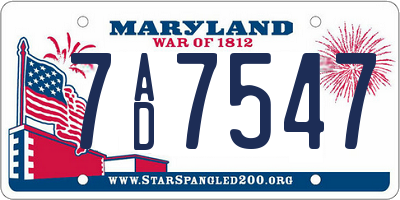 MD license plate 7AD7547