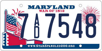 MD license plate 7AD7548