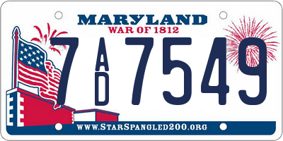 MD license plate 7AD7549