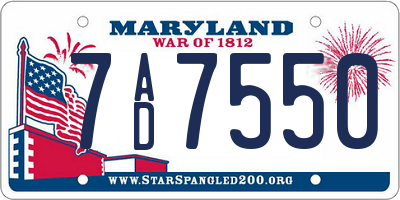 MD license plate 7AD7550