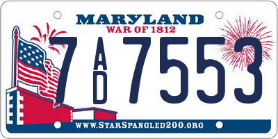 MD license plate 7AD7553