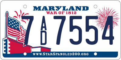 MD license plate 7AD7554