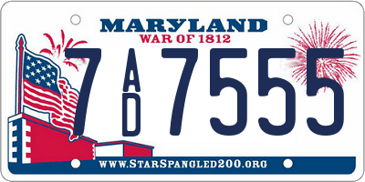 MD license plate 7AD7555