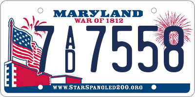 MD license plate 7AD7558