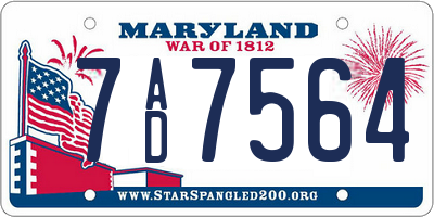 MD license plate 7AD7564