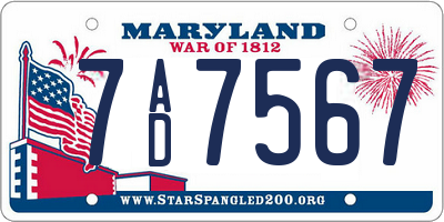 MD license plate 7AD7567