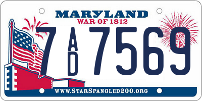 MD license plate 7AD7569