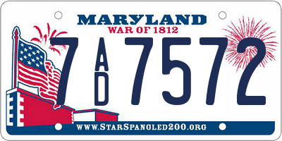 MD license plate 7AD7572