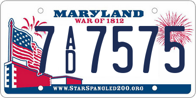 MD license plate 7AD7575
