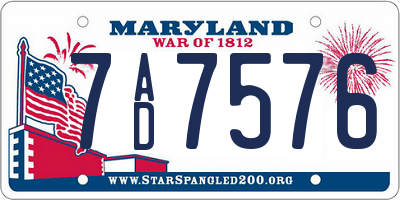 MD license plate 7AD7576