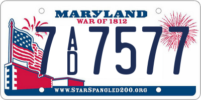 MD license plate 7AD7577