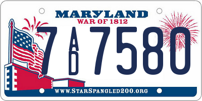 MD license plate 7AD7580