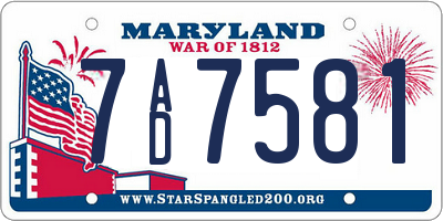 MD license plate 7AD7581