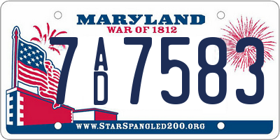 MD license plate 7AD7583