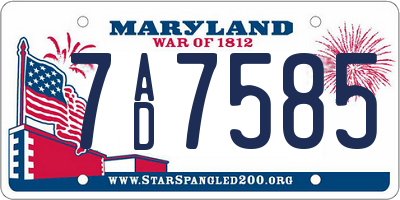 MD license plate 7AD7585