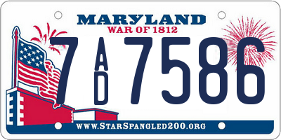 MD license plate 7AD7586