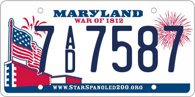 MD license plate 7AD7587