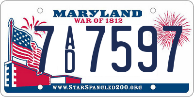 MD license plate 7AD7597