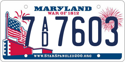 MD license plate 7AD7603