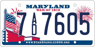 MD license plate 7AD7605