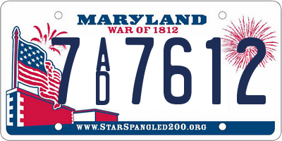 MD license plate 7AD7612