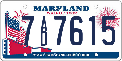 MD license plate 7AD7615