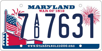 MD license plate 7AD7631