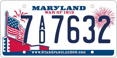 MD license plate 7AD7632