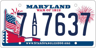MD license plate 7AD7637