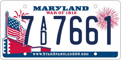 MD license plate 7AD7661