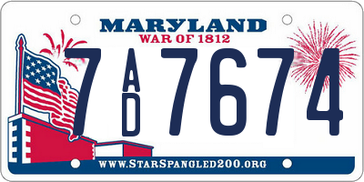 MD license plate 7AD7674