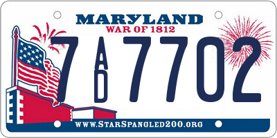 MD license plate 7AD7702