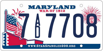 MD license plate 7AD7708