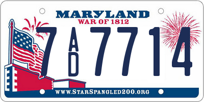 MD license plate 7AD7714