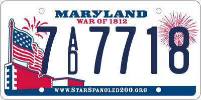 MD license plate 7AD7718