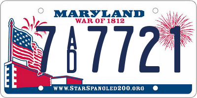 MD license plate 7AD7721